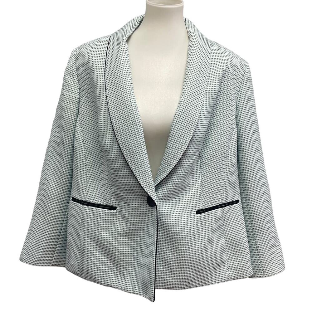 Evan-Picone Womens Plus Size 18W Light Blue Spotted Single Button Suit Jacket